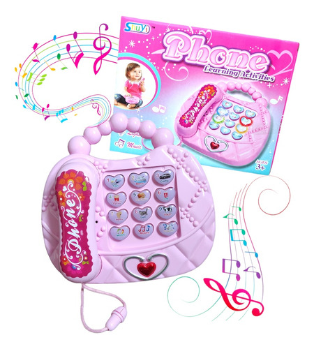 Telefone De Brinquedo Musical Infantil Com Som E Luz