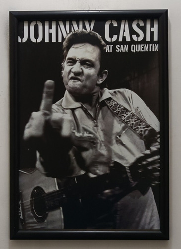 Johnny Cash En San Quintin _ Poster Enmarcado 50 X 35 Cms
