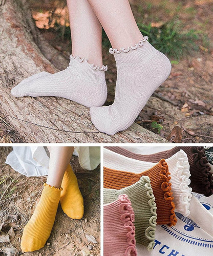 6 Pares De Calcetines Lolita Para Mujer, Calcetines Tobiller