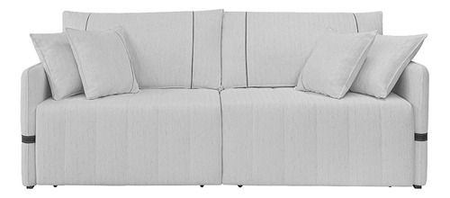 Sofá Cama Retrátil 240cm Essence D05 Linho Cinza/preto Cor Cinza