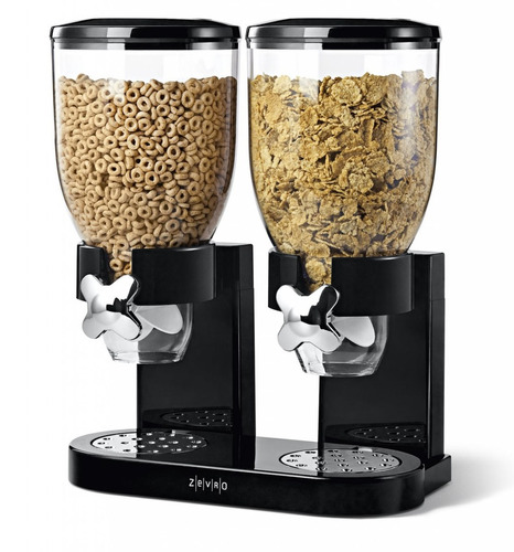 Dispensador Cereales Cafe Granola Pasta Negro Practico Doble