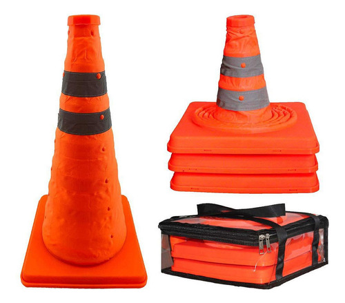 4 Conos De Estacionamiento Reflectantes Plegables De 45 Cm,