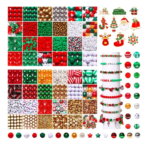 comprar 4200 Cuentas De Navidad Para Hacer Joyas, Dijes De Copo De N