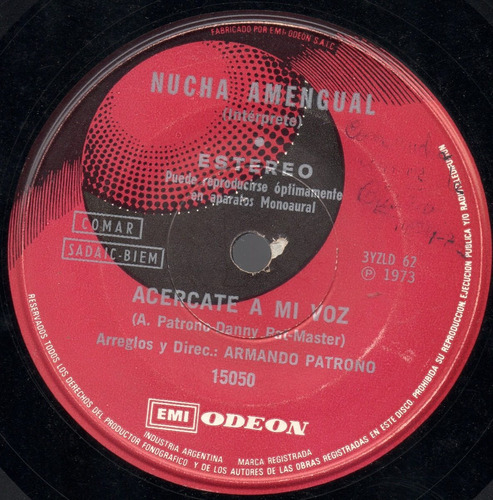 Nucha Amengual Simple Odeon 1973 Acercate A Mi Voz