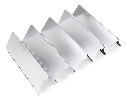 Pack X2 Protector De Viento Para Cocinilla Camping 84x24cm Gris Protectores De Viento Plegable Portatil Aluminio + Bolsa De Viaje Protector De Viento Gris 84x24cm 10 Paneles Hauki
