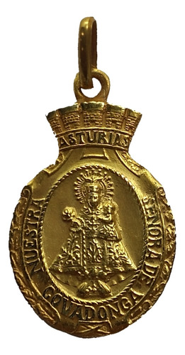 Medalla Oro 14k Virgen Covadonga #1208 Bautizo Comunión