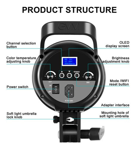 Luz Led Gvm G100w Bi-color Studio Kit Factura Garantia !