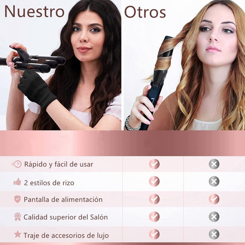 Rizador De Cabello, Rizador De Pelo Profesional Con 3