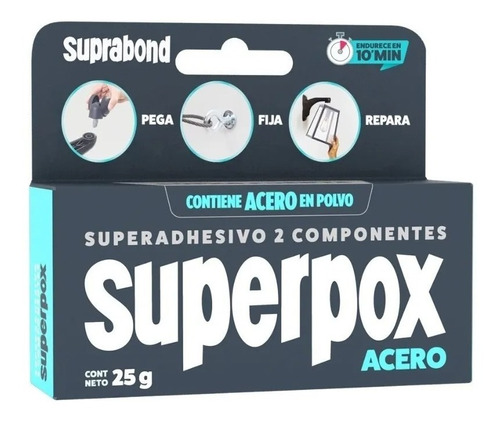 Adhesivo Epoxi Superpox 2 Componentes Con Acero En Polvo 25g