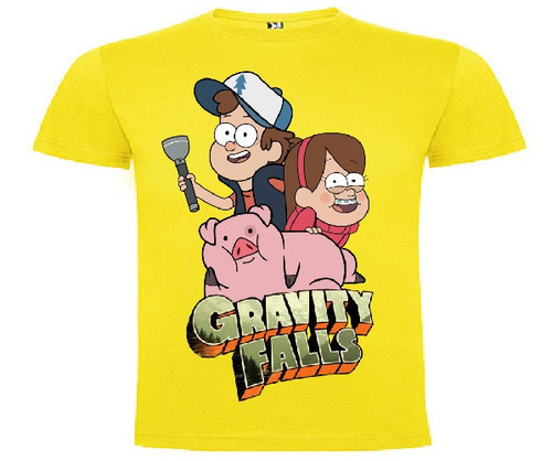 Polera Color Algodón 100% Niños Gravity Falls