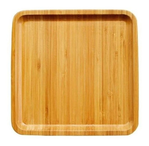 Prato De Bambu Madeira Quadrado Cozinha Tábua Bandeja 20cm