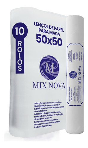 Lençol Descartável Papel Hospitalar Maca 50x50mt - 10 Und