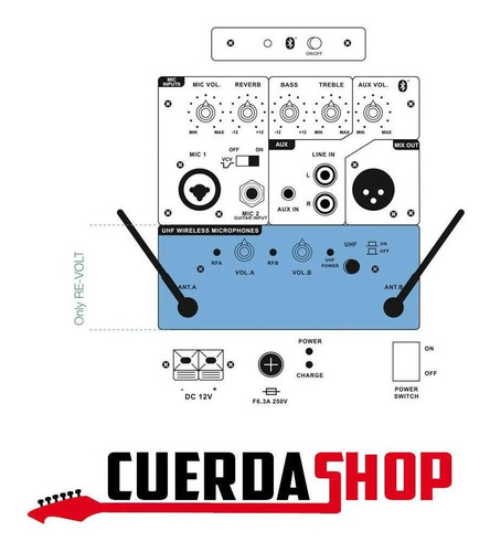 Bafle Activo Portatil A Batería 12 160w 2 Mics Y Bluetooth