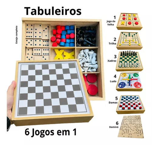 Jogos 6x1 Dama, Xadrez, Ludo, Trilha, Dominó E Pega Vareta