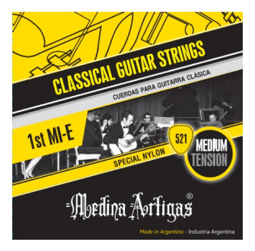 Cuerda Guitarra Clásica Medina Artigas Set 521 Mi 1° X 12uni
