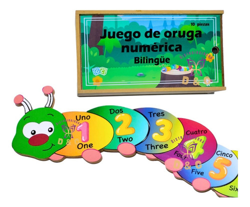 Rompecabezas Gusano Números Bilingüe Juego Didáctico Niños