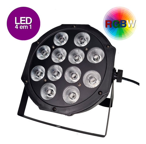 Canhao Refletor Led Par 64 Slim Rgbw 12 Leds Cree 12w Quad 110V/220V