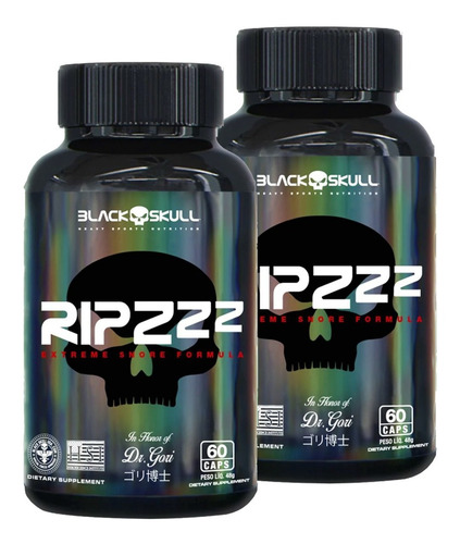 2x Triptofano Ripzzz 60 Caps - Black Skull - Durma Melhor