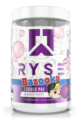 Ryse Up Supplements Loaded Pre Entreno 30 Serv Sabor Bazooka Classic Grape