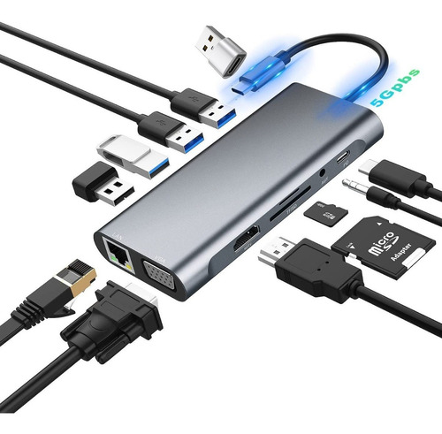 Tipo C Adaptador Usb C A Hdmi Vga, Ethernet Para Macbook Air