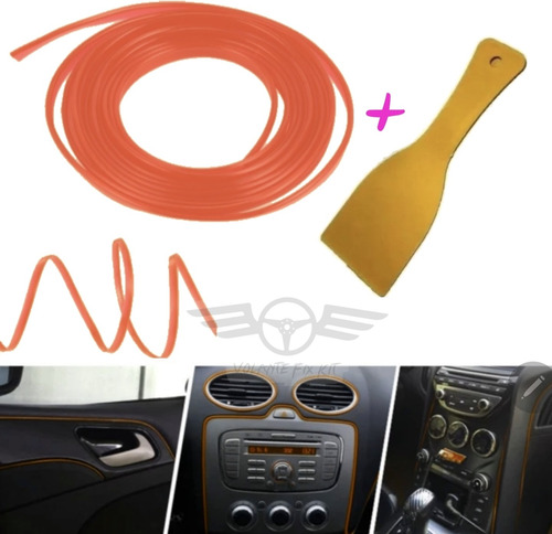 Moldura A Presión Autos Tuning Universal Naranja + Espatula