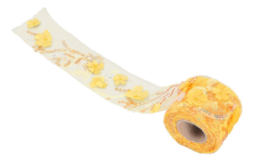 Rollo De Tul De 10 Yardas Con Lentejuelas Bordadas Y Flores,