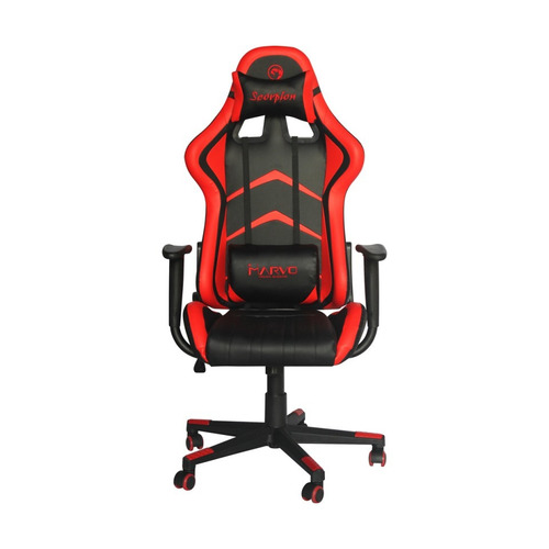 Imagen 2 de 3 de Silla de escritorio Marvo CH-106 gamer negra y roja con tapizado de cuero sintético