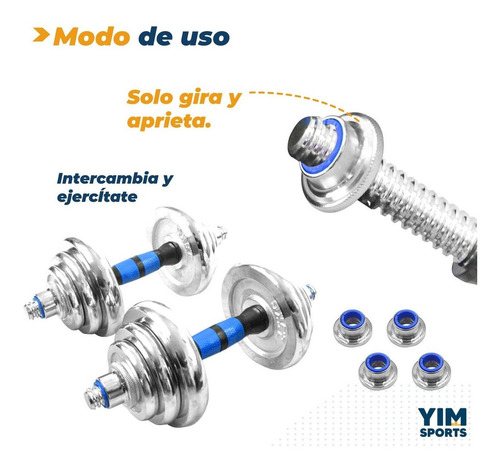 Kit De Mancuernas Pesas 30kg Profesional Gym En Casa Pesas Con Barra Discos Ejercicio Yim Sports