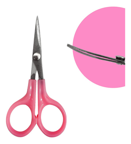 Tesoura De Precisão Arremate Acabamento De Ponta Curva 4 Pol Cor Rosa