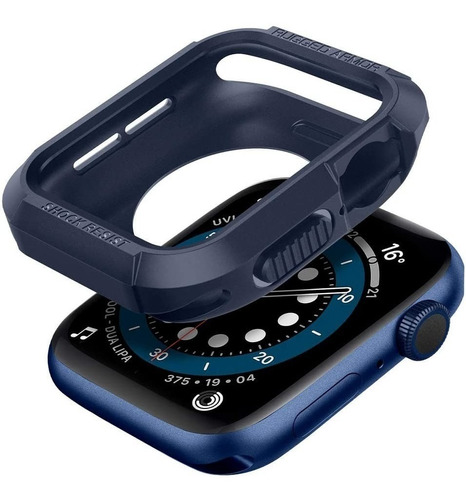 Case Spigen Rugged Armor Para Apple Watch 45mm Series 7 Blue