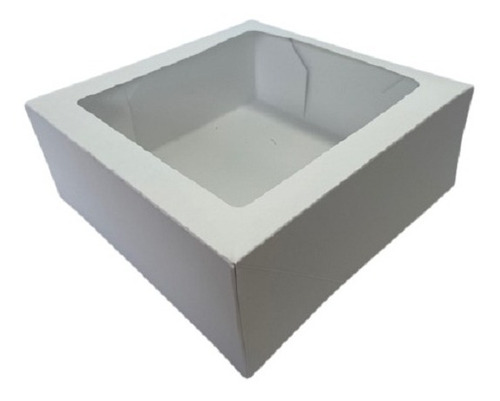 Caja Chica Para Pastel Con Ventana 22x22x9.6 Cms C/10 Cajas Color Blanco