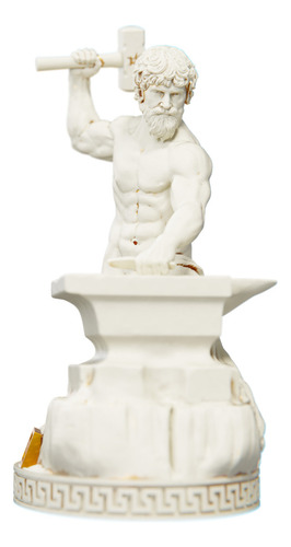 Estátua Hefesto Deus Vulcano Estatueta Resina Cor Cor Mármore Dourado