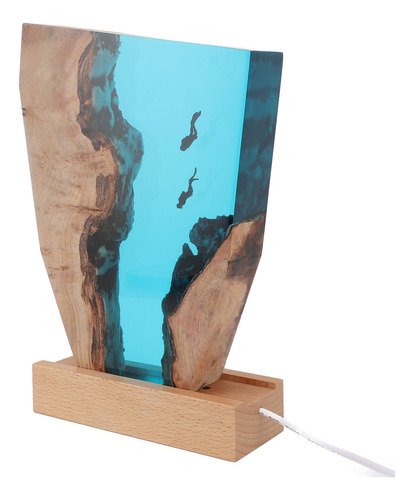 Led De Madera De Resina Night Diver Colorful Ocean
