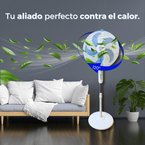 Ventilador De Pedestal 5 Aspas Giratorio Silencioso Dosyu