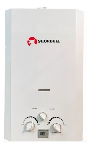 Calentador Paso Shorbull Instantáneo Agua Ahorrador Gas 12l Color Blanco