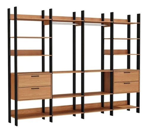 Imagem 2 de 3 de Closet 4 Gavetas 18 Prateleiras Freijó/preto Dalla Costa