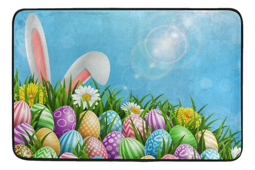 Felpudo Decorativo Para El Día De Pascua, Con Fondo Antidesl