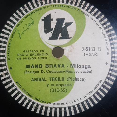 Pasta Anibal Troilo Su Orquesta Jorge Casal Tk C541