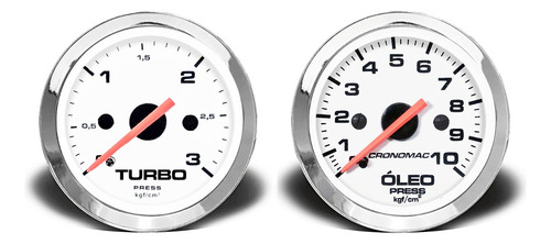 Kit Relógio Pressão Turbo 3kg, Pressão Óleo 10k 52mm Cromado