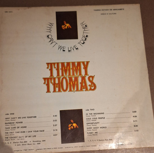 Lp Timmy Thomas - Why Can't We Live Together Disco De Vinil