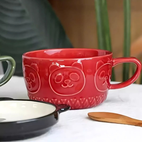 Juego De Taza Con Plato Diseño De Animales Kawai Panda