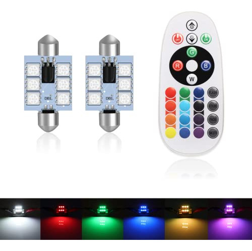 Qoope - Paquete De 2-41mm (1.61 ) Festoon Led Bulb Rgb Con C