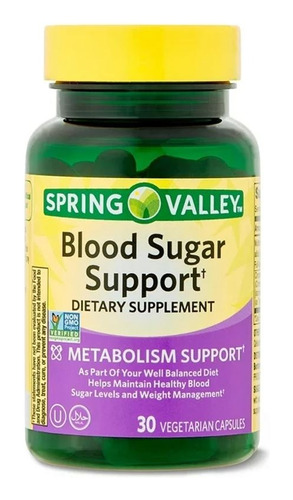 Control De Glucosa De Sangre Spring Valley 30 Caps Blood Sup Sabor Neutro