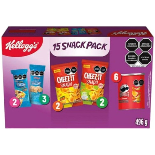 Snack Pack Kellogg's Pringles Cheez-it Rice Krispies 15 Pzas