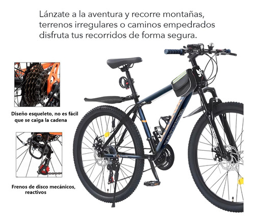 Bicicleta De Montaña Con Marchas Con Amortiguación Suspensión Delantera 21 Velocidades Josbru CJ-002 Negro