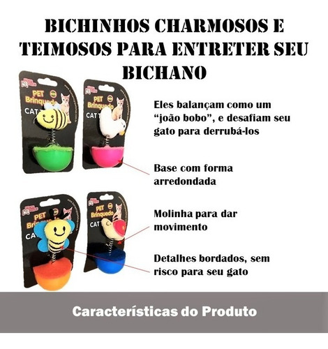 Imagem 2 de 5 de Brinquedo Oscilante Para Gato C/ Catnip Bichinho De Pelúcia