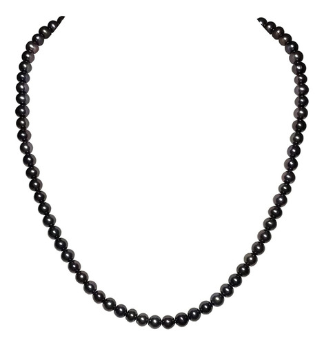 Collar Perlas Cultivadas 6mm Blancas 40cm Con Broche Plata Color Negro