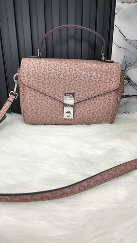 Bolsa Gues Se915622 Nueva 100 % Original Con Etiqueta Marrón Claro Estampado Níquel Marrón Claro