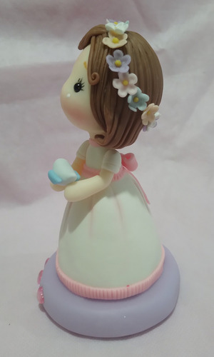 Adorno De Torta Nena De Comunión De Porcelana Fría