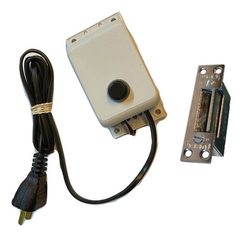 Kit Cerradura Electrica Y Transformador Pulsador Para Puerta Reja